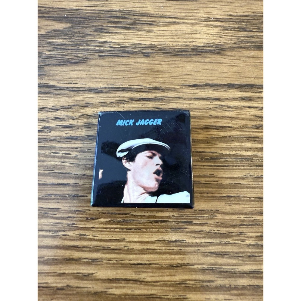 Vintage Mick Jagger Rolling Stones Square Pin Button